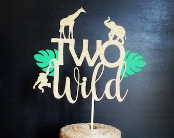 Gild Glitter 2nd Birthday Safari Photo Prop Two Wild Cake Topper