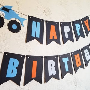 Smash & Crash Monster Truck Birthday Balloon Banner Demolition 