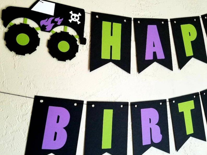 monster-truck-birthday-banner-green-purple-photo-prop-etsy-ireland