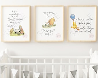 Classic Winnie The Pooh Quote Nursery Prints Color Collection 1 | Printable Nursery Artwork | Classic Children, Kids, Baby Nursery Prints