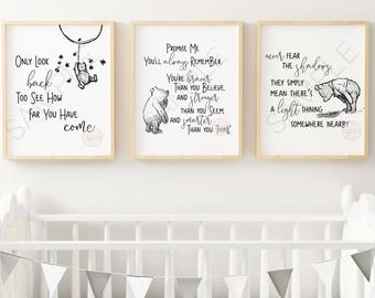Instant Collection 3 Classic Winnie The Pooh Quote Prints | Nursery Decor | Kids Room Decor Art | Classic Storybook Printable Art Download