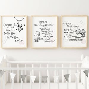 Instant Collection 3 Classic Winnie The Pooh Quote Prints Nursery Decor Kids Room Decor Art Classic Storybook Printable Art Download image 1