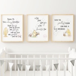 Klassieke Winnie de Poeh-kinderkamerprintset – Afdrukbare muurkunstcollectie | Babykamerdecoratie, kinderkunst, direct downloaden