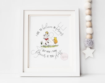 Forever Is Too Short Classic Winnie the Pooh Printable Digital Quote, Children's room decor Wall Art | Classic Winnie the Pooh Nursery Decor