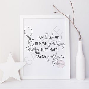 How Lucky Am I | Printable Classic Winnie the Pooh Printable Quote | Children&#39;s room decor Wall Art | Classic Winnie the Pooh Nursery Decor