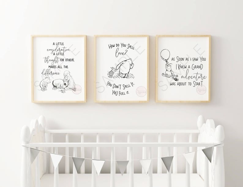 Classic Winnie The Pooh Quote Nursery Prints Classic Winnie Etsy