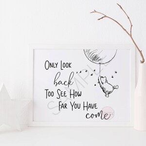 How Far You Have Come, Classic Winnie the Pooh Landscape Printable Quote | Children&#39;s decor Wall Art | Classic Winnie the Pooh Nursery Decor