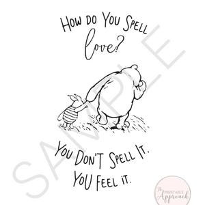How do you spell love Classic Winnie the Pooh Printable Quote Children's room decor Wall Art Classic Winnie the Pooh Nursery Decor image 3