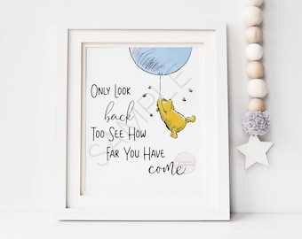 How Far You've Come | Winnie the Pooh Digital Print | Winnie the Pooh Printable Quote | Nursery Decor, Party Printable, Instant Download