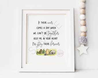 Keep Me in Your Heart – Classic Winnie the Pooh Quote Printable | Nursery Wall Art, Baby Room Decor, Kids Printable, Instant Download