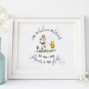 Forever Is Too Short Classic Winnie the Pooh Printable Digital Quote, Children&#39;s room decor Wall Art | Classic Winnie the Pooh Nursery Decor
