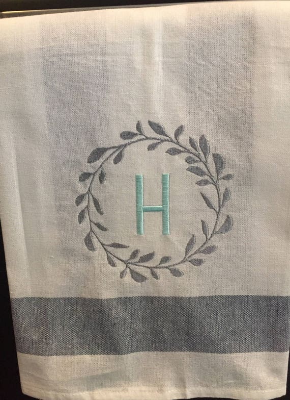 Personalized Tea Towel Monogrammed Kitchen Towel Kitchen Etsy