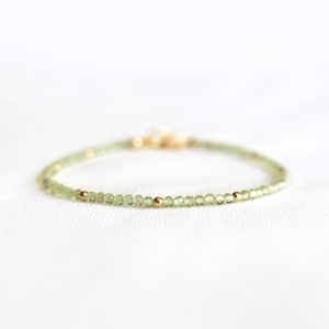 Delicate Peridot Gemstone Bracelet • August Birthstone • Leo Birthday Gift • Genuine Gemstone Jewelry for Women • Dainty & Elegant