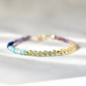 Seven Chakras Bracelet • Dainty & Delicate Jewelry for Her • Meditation Bracelet • Gift for Yogi