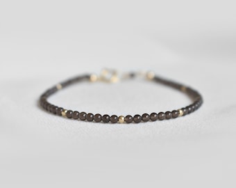 Dainty Smoky Quartz Gemstone Bracelet • Stability • Grounding • Personal Growth • Genuine Crystal Jewelry • Dainty & Delicate