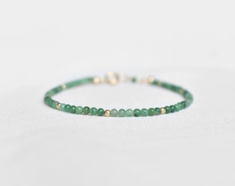 Natural Jade Bracelet • Healing Gemstones • Harmony, Prosperity, Good Luck • Dainty Beaded Bracelet • Elegant Crystal Jewelry for Women