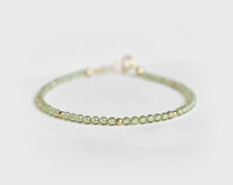 Delicate Peridot Gemstone Bracelet • August Birthstone • Leo Birthday Gift • Genuine Gemstone Jewelry for Women • Dainty & Elegant