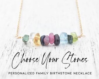 Family Birthstone Necklace - Dainty & Delicate • Handcrafted Crystal Jewelry for Mom, Sister, Daughter or Wife • Mother's Day Gift for Mom