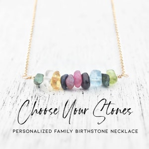 Family Birthstone Necklace Dainty & Delicate Handcrafted Crystal Jewelry for Mom, Sister, Daughter or Wife Mother's Day Gift for Mom image 1