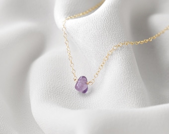Delicate Amethyst Necklace • February Birthstone • 14k Gold Filled, Rose Gold Filled, Sterling Silver • Handmade Gift for Her
