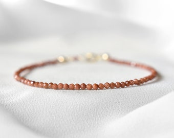 Dainty Goldstone Gemstone Bracelet • Fire Sign Bracelet • Saggitarius Jewelry • Genuine Crystal Jewelry • Dainty & Delicate