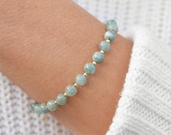 Natural Jade Bracelet • Healing Gemstones • Harmony, Prosperity, Good Luck • Dainty Beaded Bracelet • Elegant Crystal Jewelry for Women
