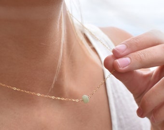 Delicate Jade Necklace • Stones for Balance • Gold Filled, Rose Gold Filled, Sterling Silver • Handmade Gift for Her • Valentine&#39;s Day Gift