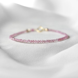 Pink Tourmaline Gemstone Bracelet • October Birthstone • Genuine Crystal Jewelry • Dainty & Delicate