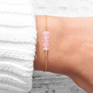 Rose Quartz Gemstone Bracelet • Stones for Unconditional Love, Friendship, and Peace • Valentine&#39;s Day Gift for Her • Mother&#39;s Day Gift