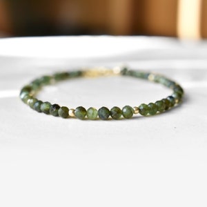 Green Tourmaline Bracelet • October Birthstone • Handmade Dainty and Minimal Jewelry for Her • Mother's Day Gift • Green Crystal Jewelry