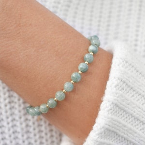 Natural Jade Bracelet • Healing Gemstones • Harmony, Prosperity, Good Luck • Dainty Beaded Bracelet • Elegant Crystal Jewelry for Women