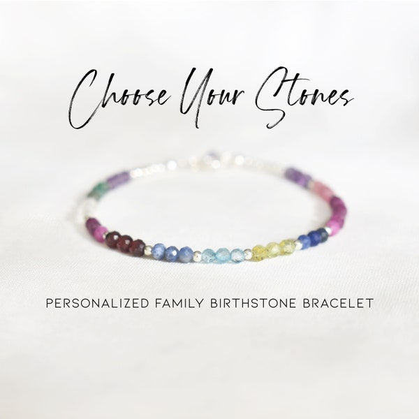 Family Birthstone Bracelet - Dainty & Delicate • Mother's Day Gift • Handcrafted Gemstone Jewelry for Mom, Sister, Daughter, Aunt, or Wife