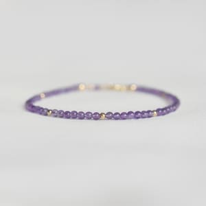 Dainty Amethyst Gemstone Bracelet • February Birthstone • February Birthday Gift • Genuine Crystal Jewelry for Her • Minimalist & Delicate