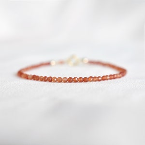 Mini Carnelian Gemstone Bracelet • Genuine Crystal Jewelry for Her • Dainty & Delicate