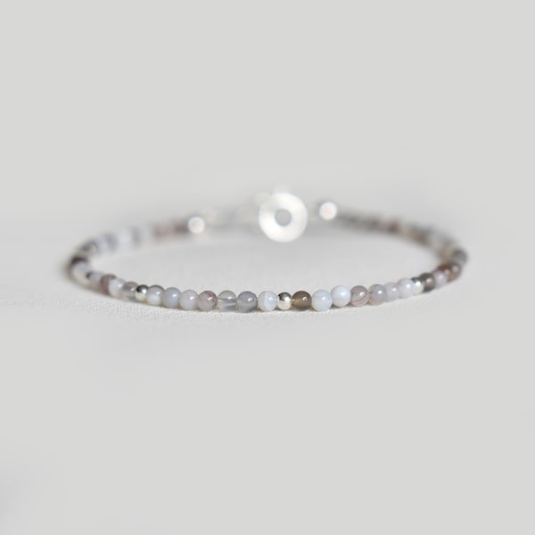 Delicate Botswana Agate Gemstone Bracelet • Genuine Crystal Jewelry for Women • Dainty & Elegant Crystal Bracelet