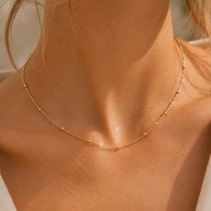 LUNA Necklace | Dainty Satellite Necklace, Waterproof Gold or Silver Layering Necklace, Minimalist Everyday Jewelry, Gift for Her