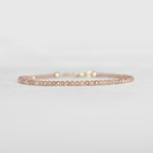 Dainty Sunstone Gemstone Bracelet • Leo Bracelet • Genuine Crystal Jewelry • Dainty & Delicate Stacking Bracelet for Women