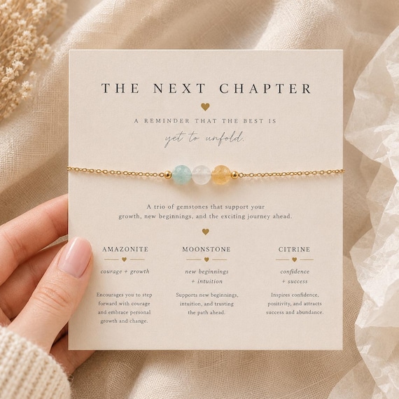 The Next Chapter Bracelet, Amazonite Moonstone Citrine Bracelet, Graduation Gift for Her, College Bound Jewelry, New Beginnings Gift