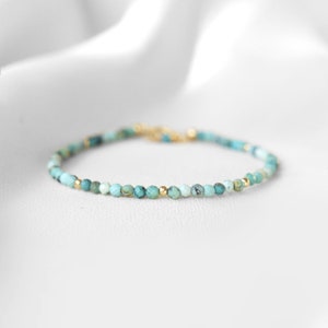 Turquoise Gemstone Bracelet • December Birthstone Jewelry for Women • Dainty, Delicate Crystal Bracelet