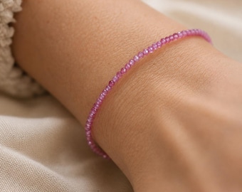 Pink Tourmaline Gemstone Bracelet • October Birthstone • Genuine Crystal Jewelry • Dainty & Delicate