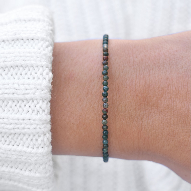 Natural Bloodstone Bracelet • Healing Gemstones • Vitality, Protection, Resilience • Dainty Stone Bracelet • Elegant Crystal Jewelry image 6