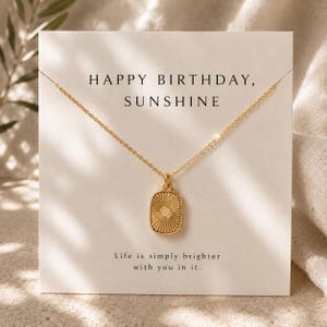 Collana "Buon Compleanno Sole" / Ciondolo Sole / Regalo di Compleanno per Lei / Regalo di Compleanno per la Migliore Amica / Sole Esploso in Oro / Gioiello Significativo