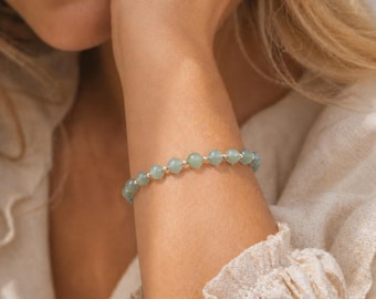 Natural Jade Bracelet • Healing Gemstones • Harmony, Prosperity, Good Luck • Dainty Beaded Bracelet • Elegant Crystal Jewelry for Women