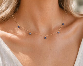 Sapphire Dewdrop Necklace • September Birthstone • Gemstone Jewelry for Virgo • Handcrafted Jewelry • Mother's Day Gift