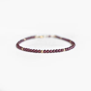 Garnet Gemstone Bracelet • January Birthstone Jewelry for Women • Dainty Crystals • Gift for Capricorn & Aquarius
