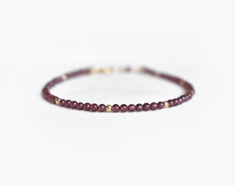 Garnet Gemstone Bracelet • January Birthstone Jewelry for Women • Dainty Crystals • Gift for Capricorn & Aquarius