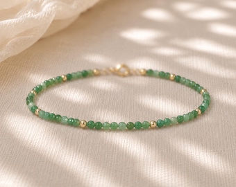 Natural Jade Bracelet • Healing Gemstones • Harmony, Prosperity, Good Luck • Dainty Beaded Bracelet • Elegant Crystal Jewelry for Women