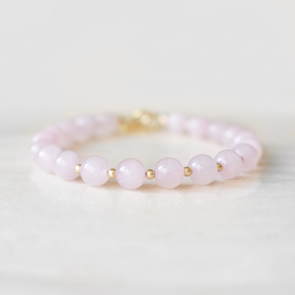 Rose Quartz Gemstone Bracelet • Stones for Unconditional Love, Friendship, and Peace • Valentine's Day Gift for Her • Mother's Day Gift