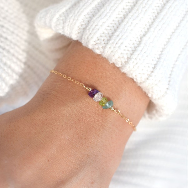 Family Birthstone Bracelet • Design Your Own Gemstone Jewelry for Mom, Grandmother, Aunt, Wife • Mother's Day Gift • Family Keepsake Jewelry