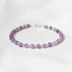 Lepidolite Gemstone Bracelet • Empath Protection Stones • Crystals for Stress and Transition • Alternative Libra Birthstone